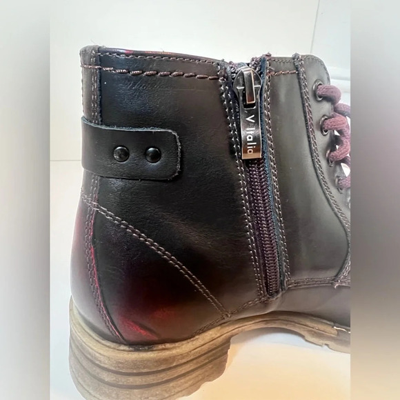 V Italia Red/Black Metallic combat boots 37 - Picture 5 of 9